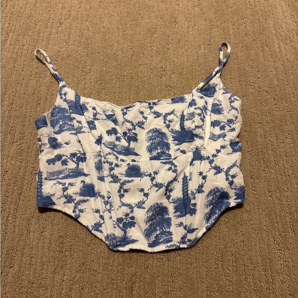 Blue and White Toile Print Camisole